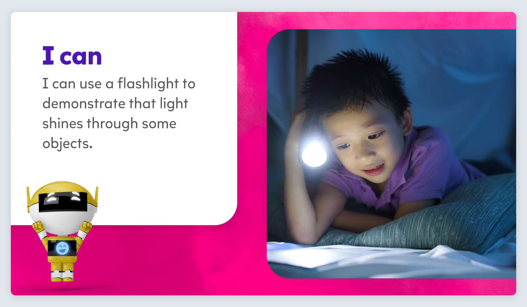 On this K–5 check for understanding slide, we use Mikado-chan. It is the only font that meets the needs of early learners for reading and learning to write.
