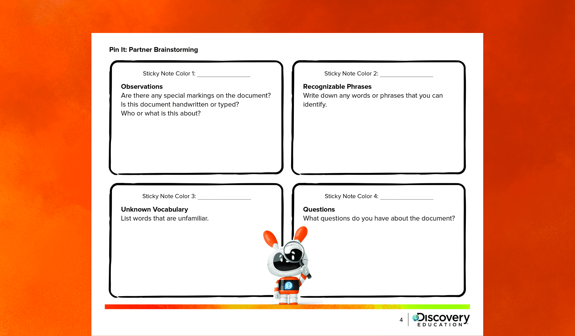 Printable PDF activity from the American Revolution lessons featured on the Discovery Education learning platform.