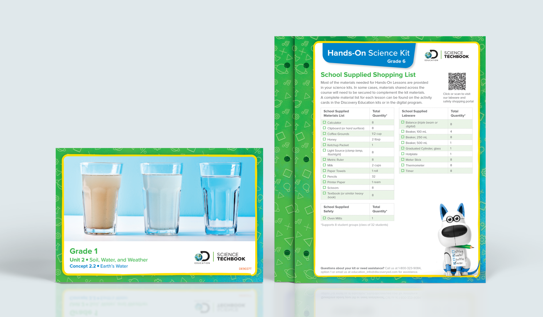 Hands-On Activity “Recipe Cards” and a shopping list created for teachers to help them prepare to teach a classroom lab activity utilize the Science Gradient 2 and the Science Neon pattern.