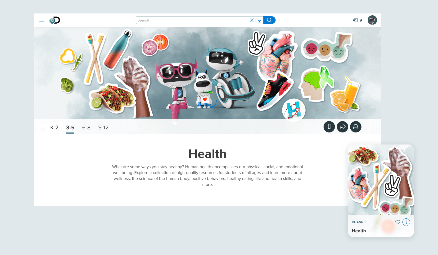 Because the Health Channel has such a wide variety of colors within the different “stickers” we used the Platform Neutral colors for the background. It is always acceptable to fall back on the Platform Interface color palette when you have a busy layout like this.
