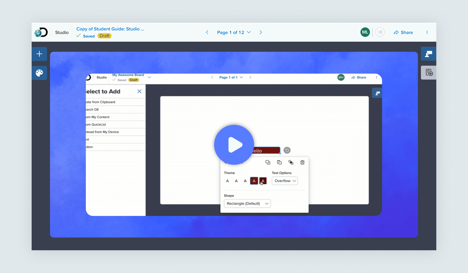 This instructional Scavenger Hunt style lesson teaches students and teachers how to use our own internal presentation tool Studio. Because it is a lesson teaching how use our tools, it uses the ELA color palette.