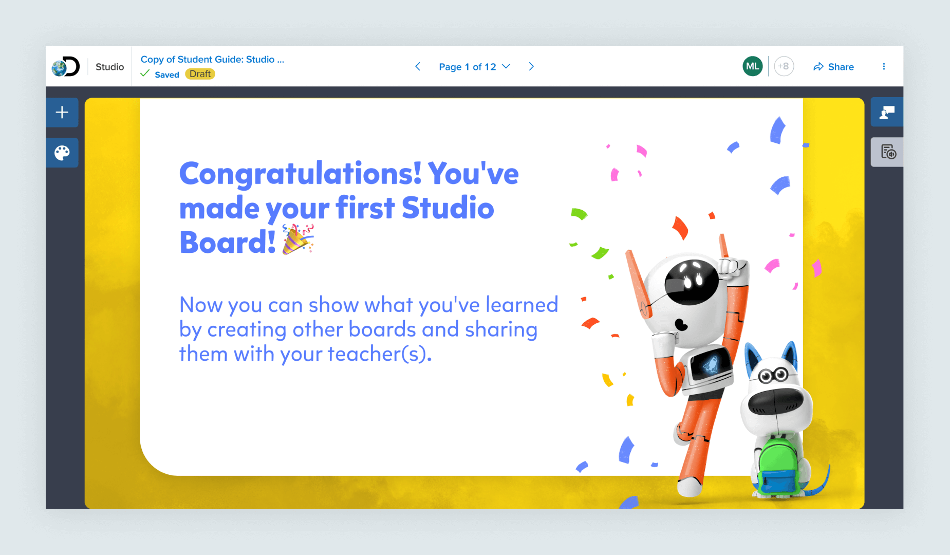 This instructional Scavenger Hunt style lesson teaches students and teachers how to use our own internal presentation tool Studio. Because it is a lesson teaching how use our tools, it uses the ELA color palette.