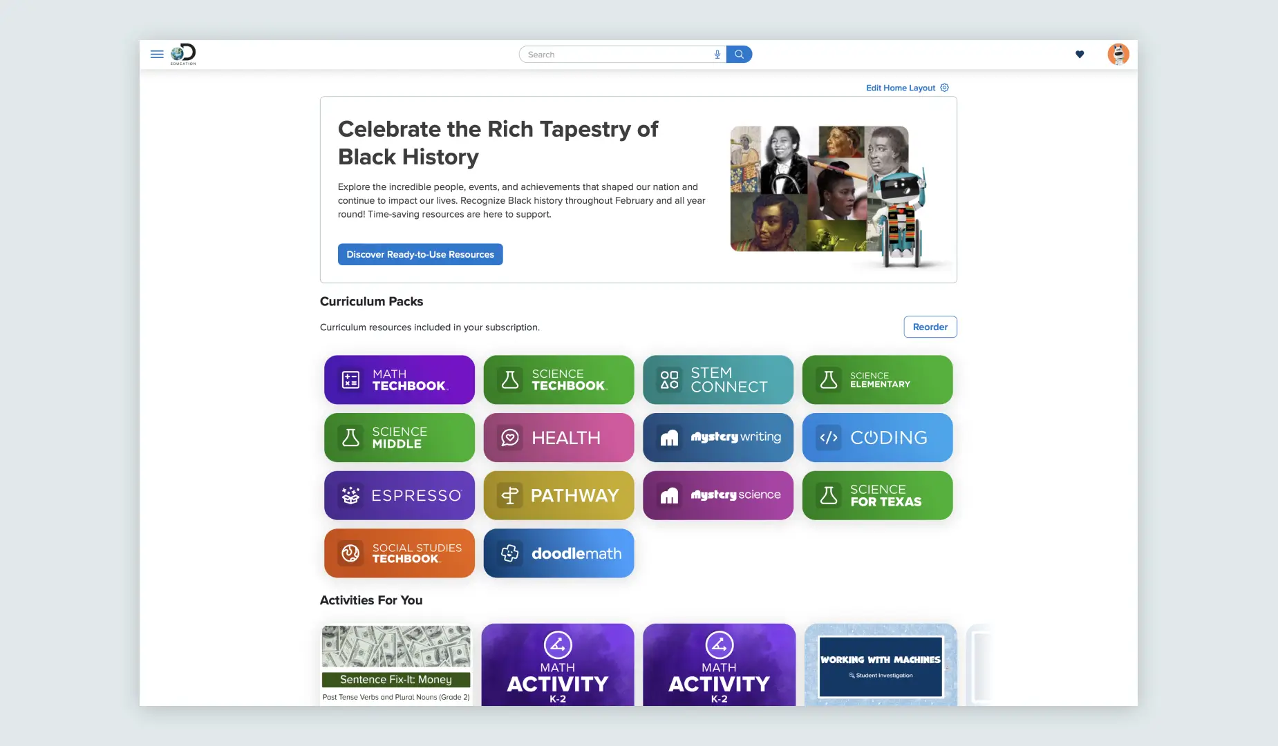Our homepage incorporates the Proxima Vara font across various interface elements such as cards, banners, and titles.